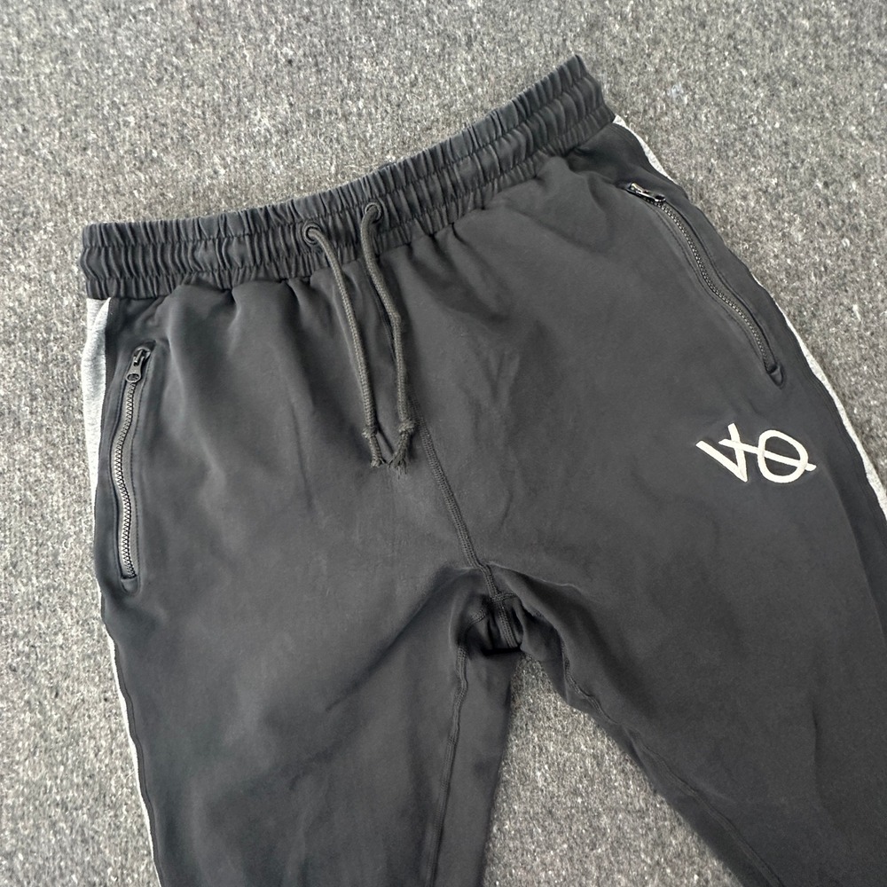 Vanquish Fitness Joggers Men Large Black Tapered Side Stripe Zipper Pockets VQ